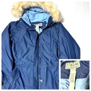 L.L. Bean Parka Jacket Coat‎ Women's XL Goose Down Goretex Hooded Fur Trim